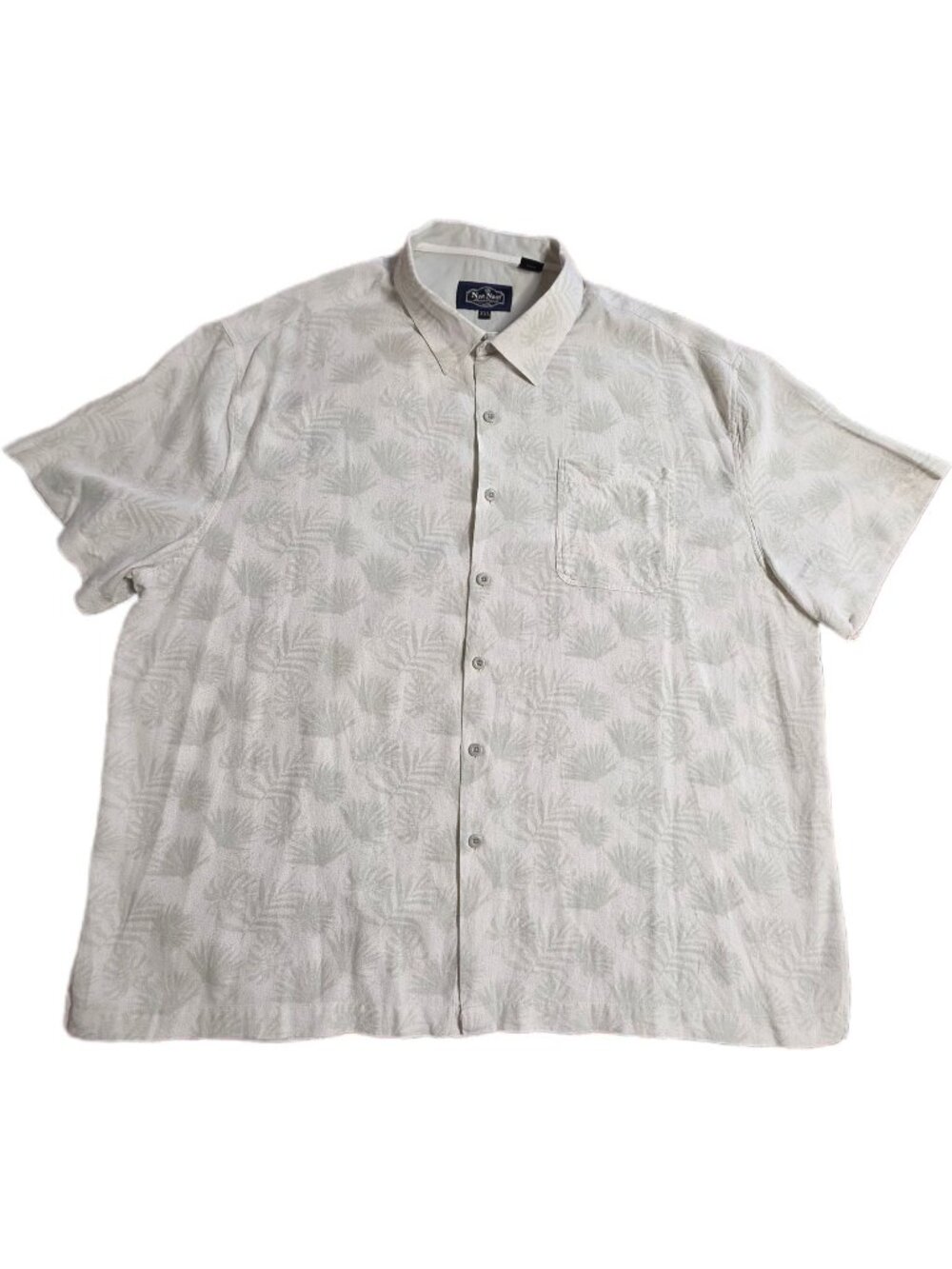 Nat Nast Luxury Originals XXL Silk Blend Dragon Hawaiian Camp Shirt Cream